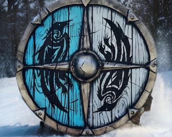 Handmade Viking LARP Shield – Customizable Norse Raven Design