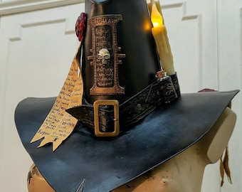 Witch Hunter Hat - Handmade Custom Warhammer Age of Sigmar Leather Hat