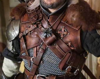 Geralt Ursine Armor Breastplate + Fur / Handmade Custom size high quality Leather / The Witcher 3 Wild Hunt version / Bear School gear