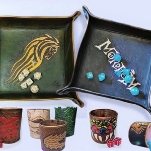 Leather Dice Tray - DnD Board Dungeons&Dragons customizable handmade geek games accessory