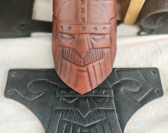 Viking leather bracelet - handmade custom artisanal larp cosplay accessory, high quality artisanal gift