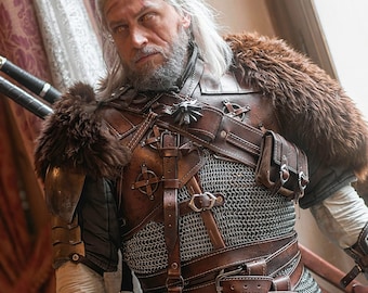 Handmade Leather Witcher Armor: Geralt of Rivia, Bear / Ursine School Armor Accessories