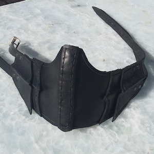 Leather Mask, anti-gas muzzle / fantasy larp cosplay warrior alchemist steampunk cyberpunk high quality