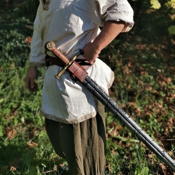 Fodero per spada con cintura per larp gioco di ruolo cuoio italiano prima scelta fodero portaspada armatura rievocazione storica guerriero