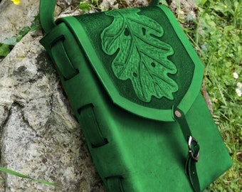 Sac à main fourre-tout rectangulaire en cuir avec feuille Elf CUSTOM sac à main de haute qualité nature personnalisé Hippie épaule GN cosplay carré sac à bandoulière