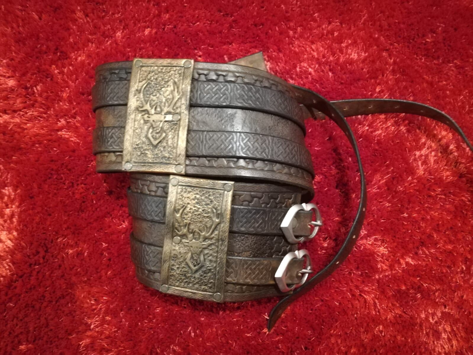 Leather Pirate Belt, Double Buckle Celtic Waistband - Larp  display picture 1