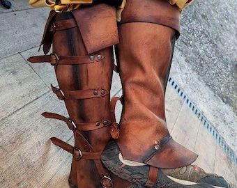 Custom Leather Gaiters - For Larp, Medieval Costumes and Renfaire Knights