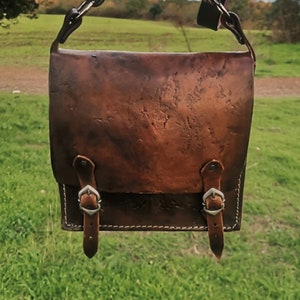 Custom handmade genuine Leather shoulder bag The Witcher inspired design larp medieval style