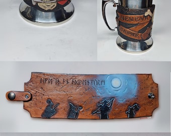 Personalized Leather Beer Mug, Custom Engraving Viking Stainless Steel Cup