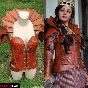 Galavant inspiré Cuir ARMOR femme guerrière / Madalena haute qualité CUSTOM bustier gorget laisse elf elfes druide armure cosplay larp tenue image 3