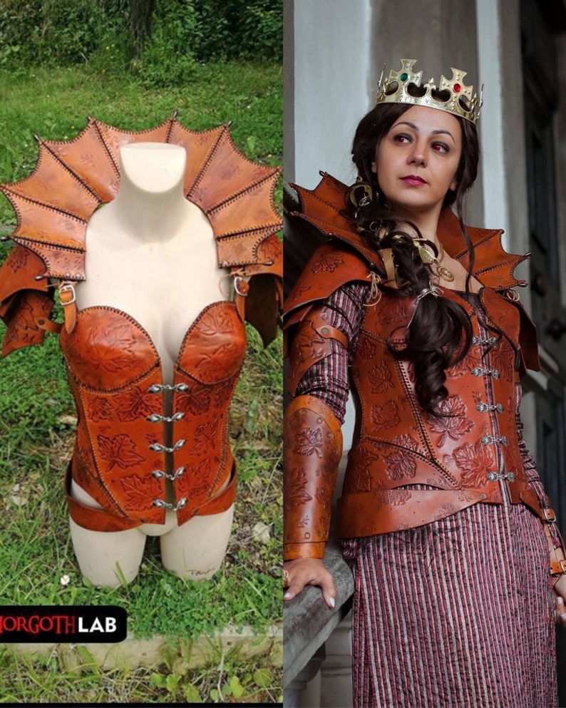 Galavant inspiré Cuir ARMOR femme guerrière / Madalena haute qualité CUSTOM bustier gorget laisse elf elfes druide armure cosplay larp tenue image 3