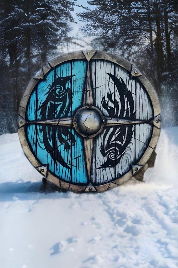 Handmade Viking LARP Shield – Customizable Norse Raven Design