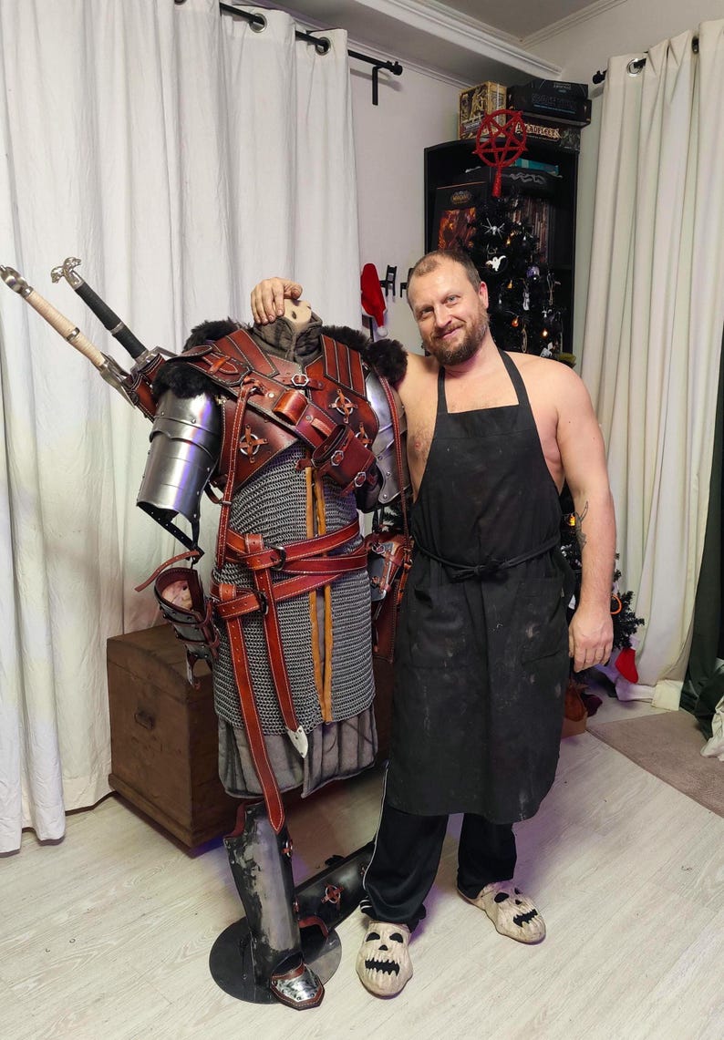 Handmade Leather Witcher Armor: Geralt of Rivia, Bear / Ursine School Armor Accessories image 19