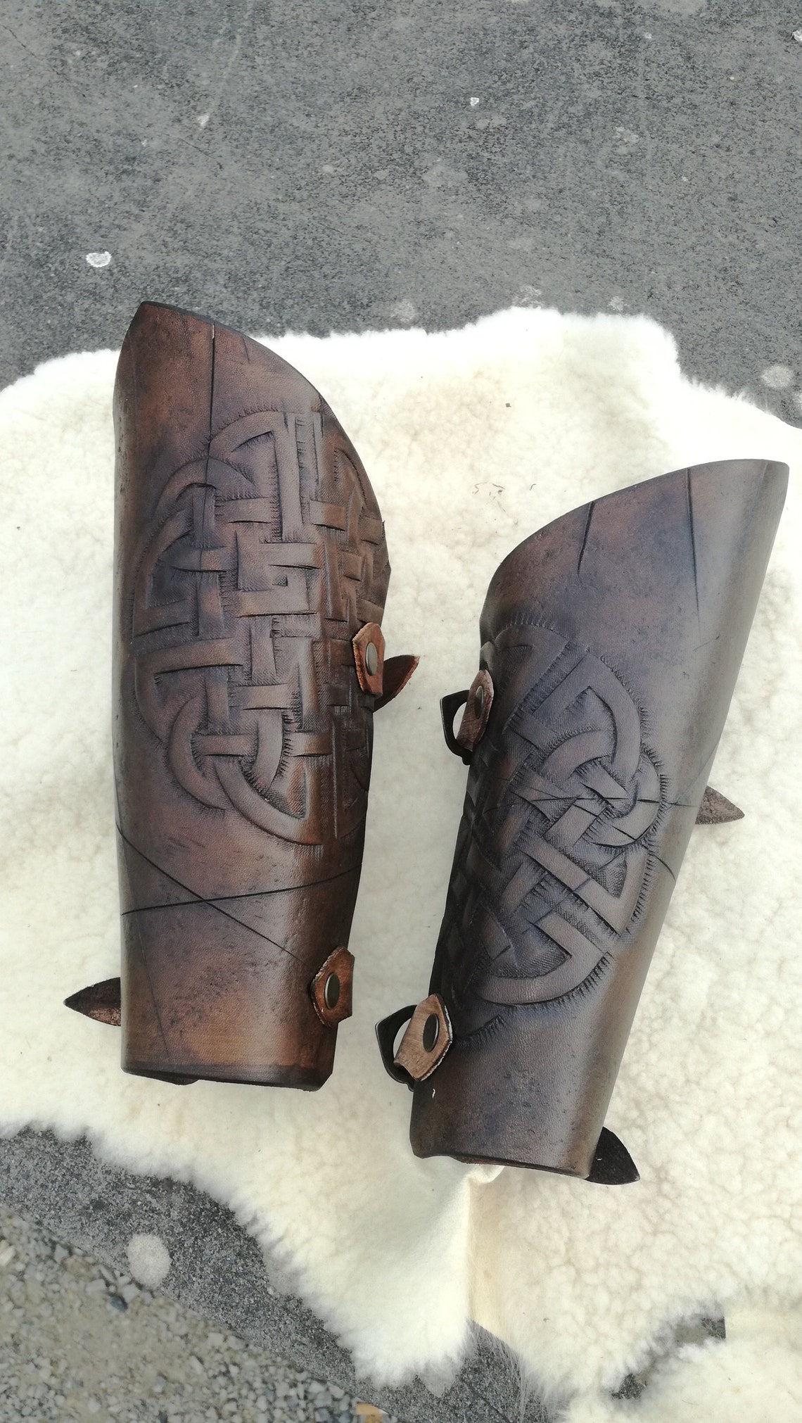 Bracciali Vichinghi In Pelle Con Motivo Odino - Coppia Regolabile Per LARP E Cosplay - Foto 13