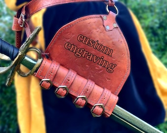 Custom Engraved Leather Sword Sheath – Handmade Medieval Fantasy