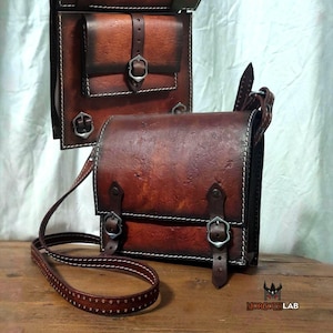 Custom handmade genuine Leather shoulder bag The Witcher inspired design larp medieval style