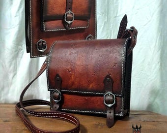 Custom handmade genuine Leather shoulder bag The Witcher inspired design larp medieval style