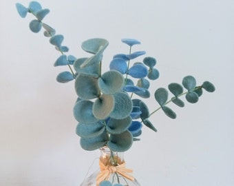 Small bouquet of eucalyptus made of felted wool