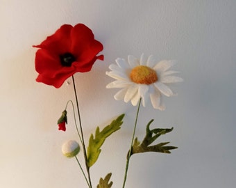 Fleurs en laine à l'unité