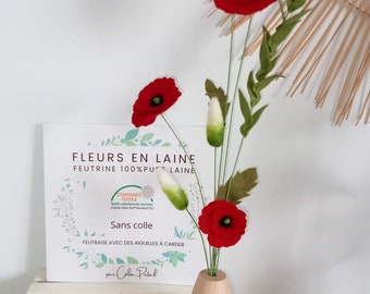 Bouquet de coquelicots et herbes en feutrine pure laine