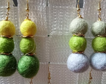 Wool and pearl earrings