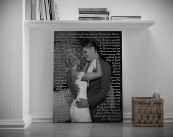 Wedding song canvas, Song Lyrics print, Personalized canvas picture, Song Lyrics Art, 1st Wedding Anniversary, Christmas gifts for husband
