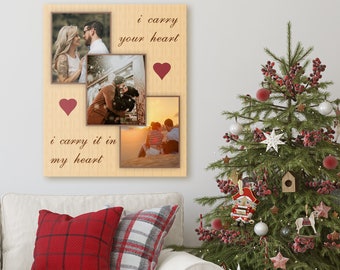 Photo collage template, Personalized Photo Collage Canvas, Family Photo Collage Print Gift, Framed Canvas Print, Engagement Gift,