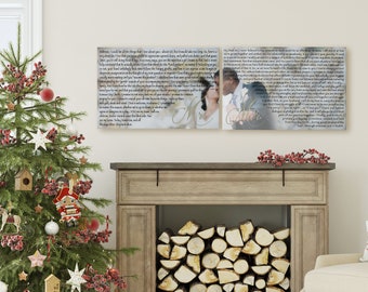 Christmas Gift, Set of 2 Wedding Vows Canvas Print Art His and Hers, Mr and Mrs Set of 2 same size Custom Canvas Print Anniversary Gift