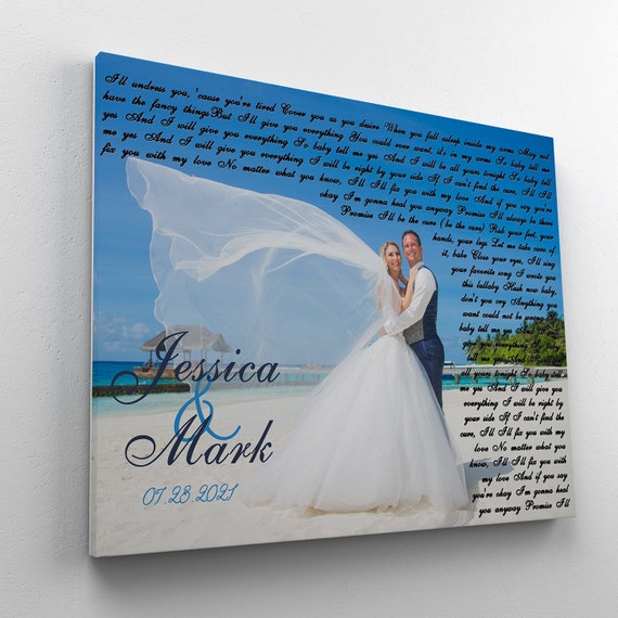 Wedding Vows Framed, Personalized Picture Canvas, First Anniversary Gift,  Wedding Song Lyrics, Gift for Husband, Text Over Photo - Etsy