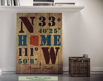 Family new home Gift, Home is where the heart Is, Housewarming Gift, House Warming Gift, Latitude Longitude, Our First Home, Farmhouse Decor