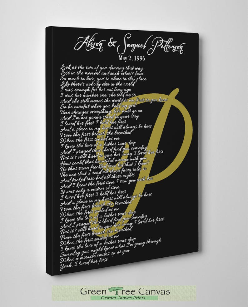 Song Lyrics Wall Art Wedding Song Lyrics First Dance Song Etsy