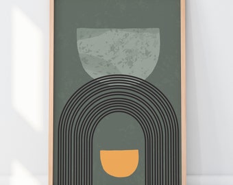 Modern Mid-Century Print, Abstract Wall Art, Minimalist Prints, Neutral Prints for Living Room Decor, Office Wall Decor, Digital Art