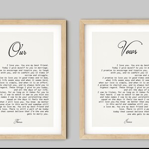 Wedding Vows Set of 2 Canvas/ Wedding Anniversary Gift/ Vows set Canvas/ Wedding Vows Art/ Husband Gift/ Song Lyrics Art/ Wedding Gift Idea
