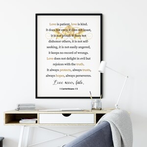 Love Is Patient, Love Is Kind, 1 Corinthians 13:4-8, Bible Print, Wedding Printable, Bible Wall Art, Christian Wall Art, Scripture Print