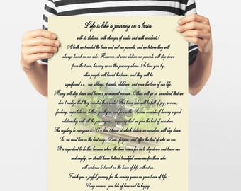 Life is like a journey on a train poem, Print without a frame, Customized poem for a friend, Best friend gifts, Life is a journey,