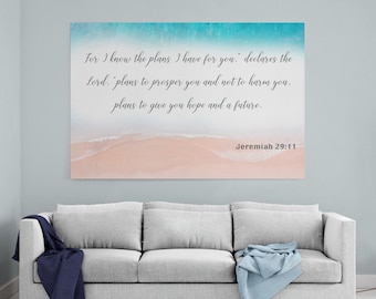 Jeremiah 29:11 sign, Scripture sign, For I know the plans I have for you sign, Living room Wall Decor Bible Verses, Scripture on the Wall