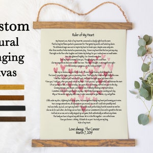 Poem on canvas, Custom poem on Canvas, Hanging Canvas, Wall Decor, Poster Hanger, Valentine Gift, Gift for Husband, Custom Gift Art