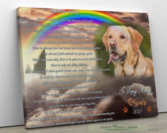 Rainbow Bridge Poem, Custom Pet Memorial Gift, Pet Memorial Passing Gift, Loss Frame Portrait, Pet Picture Frame, Pet Remembrance Gift