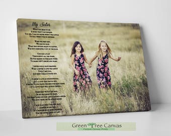 Poem on Canvas, Sister poem with picture, Personalized Poetry, Poem Lyric Canvas, Any Poem Print, Wall Art Home Decor, Inspirtional Poem