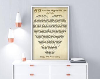 50th Birthday Gift - 50 Reasons We Love You - 50 Reasons we love you mom - 60th Birthday Gifts- 50th Birthday Gift for women - Custom gifts