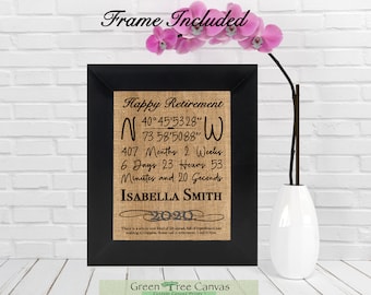 FRAMED Retirement Gift,50th Anniversary Burlap Art, Retirement Gift for Boss, Coworker, Retirement Sign, Personalized Retirement