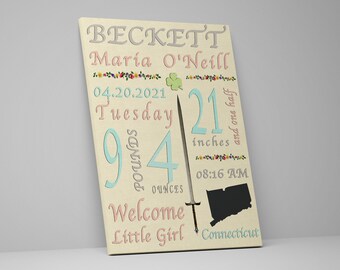 New Baby Girl Gift, Birth Details Print, Baby birth print, Birth Stats, New baby girl gift, Gift for mom, Expecting mom gift