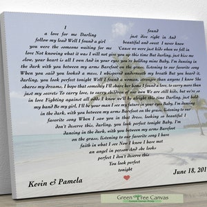 Valentines day gift, First dance lyrics, Custom gift, Best gift for men, Matron of honor, Wedding song lyrics, Wedding gift for him