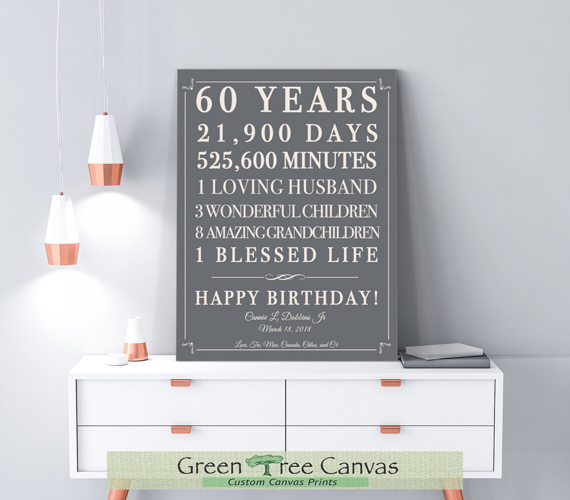 60th Birthday Gift for Women Birthday Gift Sign Canvas 60th Etsy