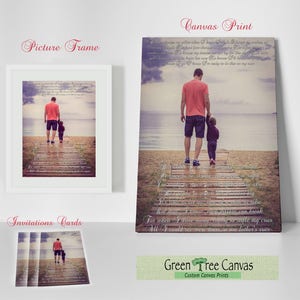 Walk with me daddy, First father&#39;s day gift, Gift for father from daughter, father&#39;s day photo with text, Poem on canvas