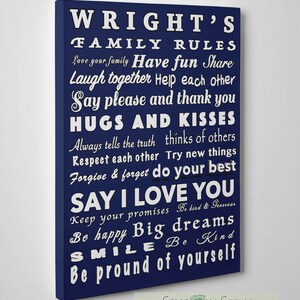 Family rules, Family Rules on Canvas,Home Decor,Family rules gift, Family Rules Sign, Personalized Family Rules Sign,House Rules gift