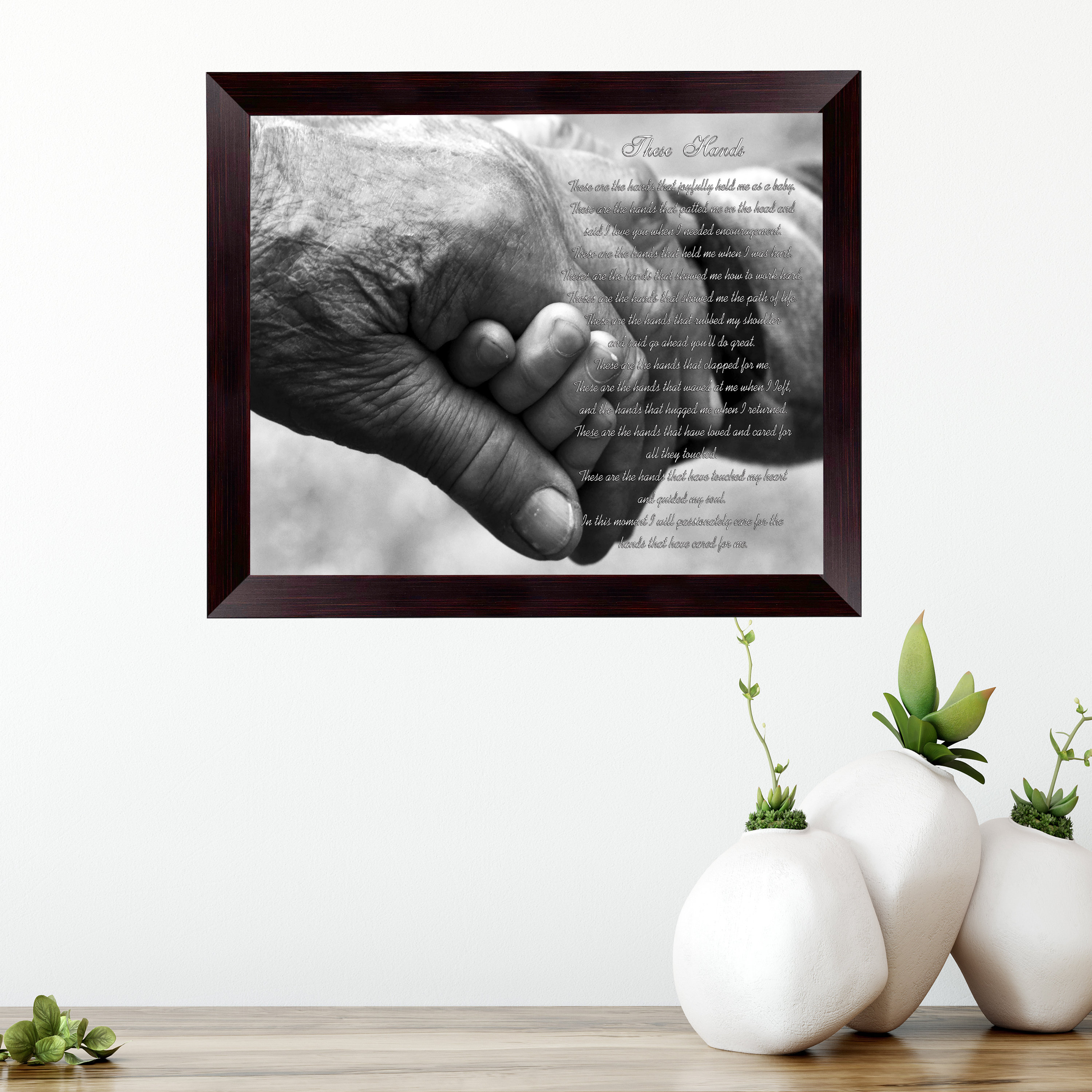 Blessing of The Hands Personalized Calligraphy Poem with Photo, These are the hands wedding poem