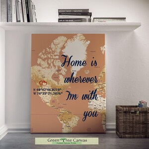 Husband anniversary gift, World Map Wall Art, Closing Gift, Home Location Map, Our First Home, First time Home buyer