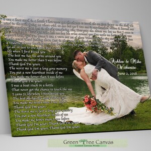 First Dance Lyrics, Picture and song lyrics, Picture with Wedding Vows, Picture and any text, Wedding Anniversary, Husband Gift, Wife Gift