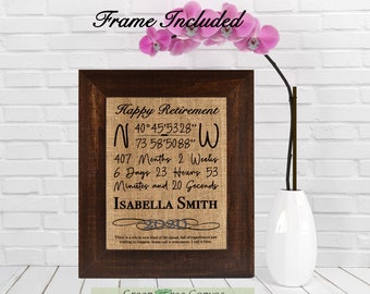 FRAMED Retirement Gift,50th Anniversary Burlap Art, Retirement Gift for Boss, Coworker, Retirement Sign, Personalized Retirement